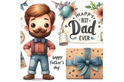 Best Dad Ever- Happy Father`s Day banner and g