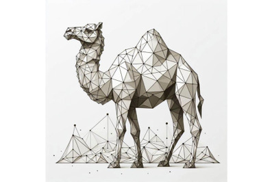 Camel. White paper polygonal