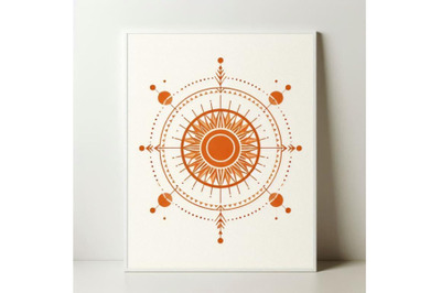 Orange Sun print boho minimalist printa