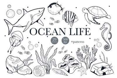 Ocean Animals Clipart, Seaweed Coral Reef