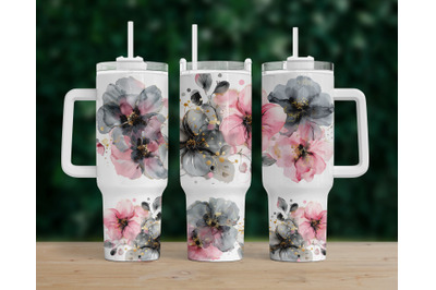 Abstract Flower Design Tumbler Wrap Template for 40 oz Tumbler