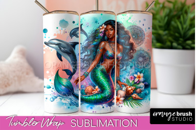 Mermaid Tumbler Wrap, Watercolor Mermaid Tumbler Sublimation