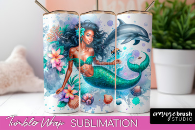 Mermaid Tumbler Wrap, Watercolor Mermaid Tumbler Sublimation