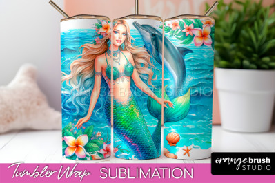 Mermaid Tumbler Wrap, Watercolor Mermaid Tumbler Sublimation