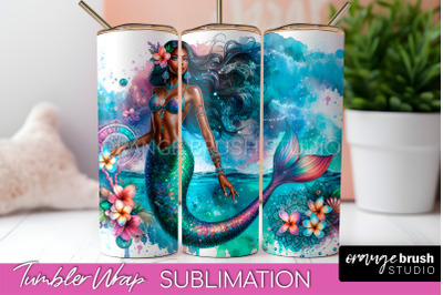 Mermaid Tumbler Wrap, Watercolor Mermaid Tumbler Sublimation