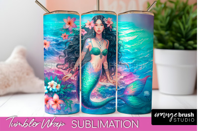 Mermaid Tumbler Wrap, Watercolor Mermaid Tumbler Sublimation