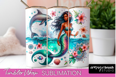 Mermaid Tumbler Wrap, Watercolor Mermaid Tumbler Sublimation