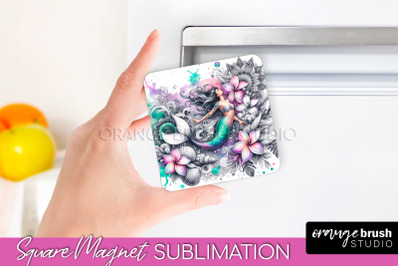 Watercolor Mermaid Magnet Sublimation - Summer Magnet Design