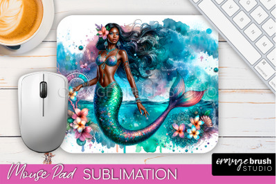 Mermaid Mouse Pad - Watercolor Mermaid Sublimation Mousepad