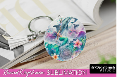 Mermaid Keychain - Summer Watercolor Keychain Sublimation