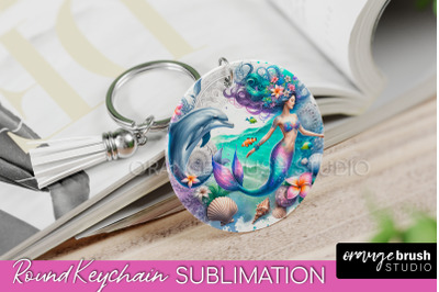 Mermaid Keychain - Summer Watercolor Keychain Sublimation