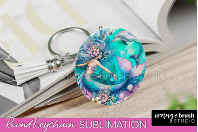 Mermaid Keychain - Summer Watercolor Keychain Sublimation