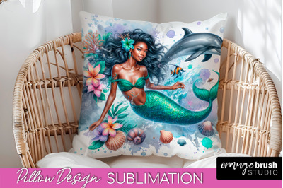 Watercolor Mermaid Pillow Cover - Summer Pillow Sublimation