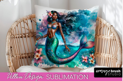 Watercolor Mermaid Pillow Cover - Summer Pillow Sublimation