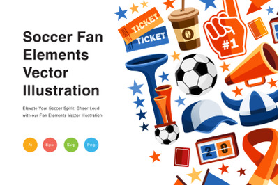 Soccer Fan Elements Vector Illustration
