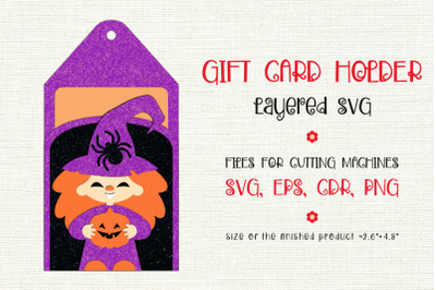 Little Witch | Halloween Gift Card Holder | Paper Craft Template