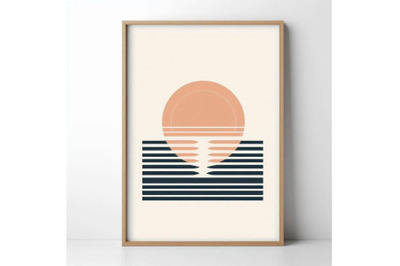 Mid century sunset print. Boho minimalis