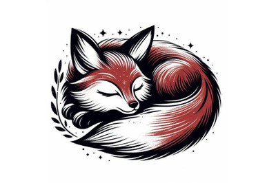 hand drawn sleeping fox