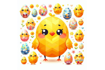 a cute happy little yellow Easter chick