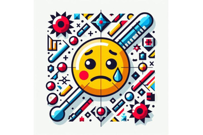 a sick emoticon with a thermometer