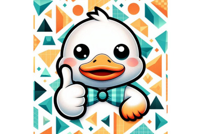 cute baby duck cartoon thumb up