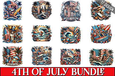 4Th Of July Surf Club Clipart bundle