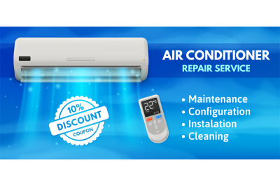 Air conditioner service. HVAC repair and maintenance service flyer ban