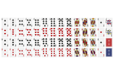 Pixel art playing cards. Standard 52 playing cards deck with pixelated