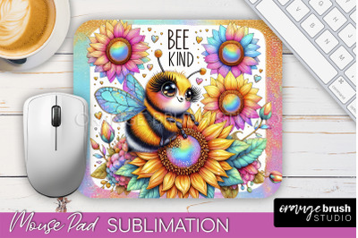 Cute Bee Mouse Pad, Inspirational Quote Sublimation Mousepad