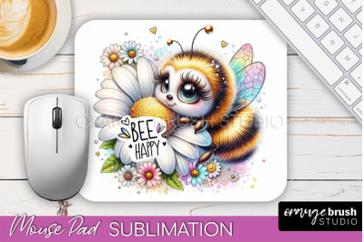 Cute Bee Mouse Pad, Inspirational Quote Sublimation Mousepad