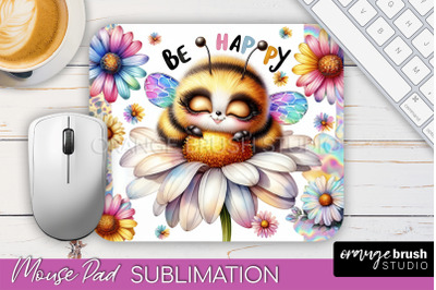 Cute Bee Mouse Pad, Inspirational Quote Sublimation Mousepad