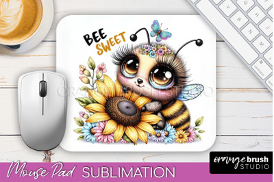 Cute Bee Mouse Pad, Inspirational Quote Sublimation Mousepad