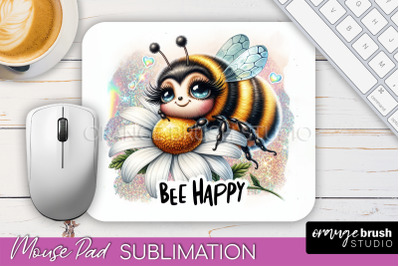 Cute Bee Mouse Pad, Inspirational Quote Sublimation Mousepad