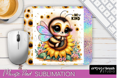 Cute Bee Mouse Pad, Inspirational Quote Sublimation Mousepad