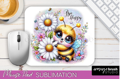 Cute Bee Mouse Pad, Inspirational Quote Sublimation Mousepad