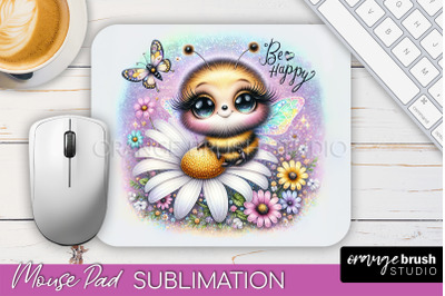 Cute Bee Mouse Pad, Inspirational Quote Sublimation Mousepad