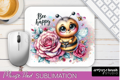 Cute Bee Mouse Pad, Inspirational Quote Sublimation Mousepad