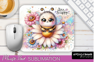 Cute Bee Mouse Pad, Inspirational Quote Sublimation Mousepad