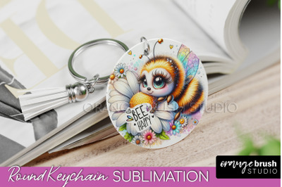 Bee Keychain - Summer Keychain Sublimation - Cute Bee