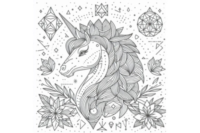 Unicorn line art for children