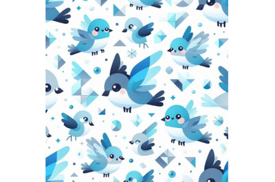 Cute blue bird cartoon flying