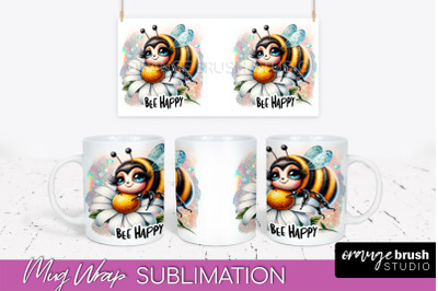 Bee Mug Wrap Inspirational Quote Floral Mug PNG Sublimation