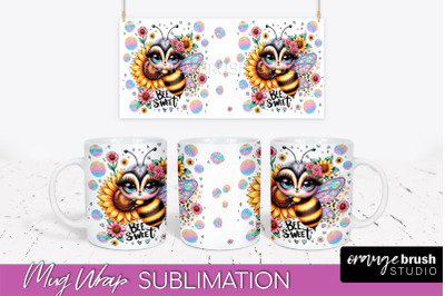 Bee Mug Wrap Inspirational Quote Floral Mug PNG Sublimation