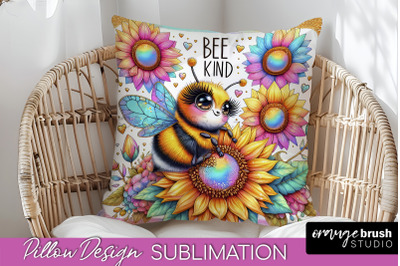 Bee Pillow Cover - Summer Pillow Sublimation - Bee Quote