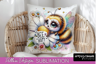 Bee Pillow Cover - Summer Pillow Sublimation - Bee Quote