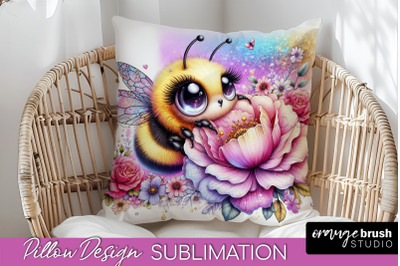 Bee Pillow Cover - Summer Pillow Sublimation - Bee Quote