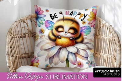 Bee Pillow Cover - Summer Pillow Sublimation - Bee Quote