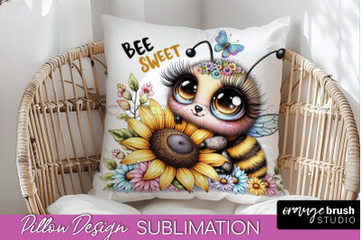 Bee Pillow Cover - Summer Pillow Sublimation - Bee Quote