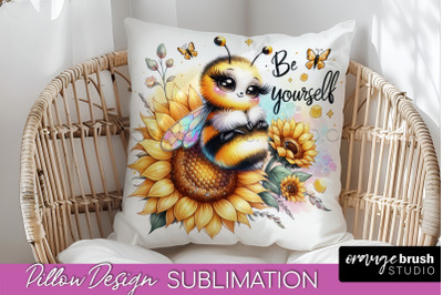 Bee Pillow Cover - Summer Pillow Sublimation - Bee Quote