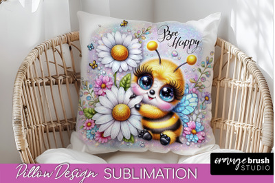 Bee Pillow Cover - Summer Pillow Sublimation - Bee Quote